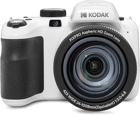 KODAK PIXPRO AZ425-WH 20MP Digital Camera 42X Optical Zoom 24mm Wide Angle Lens 1080P Full HD Video Optical Image Stabilization Li-Ion Battery 3" LCD Vlogging Camera (White)