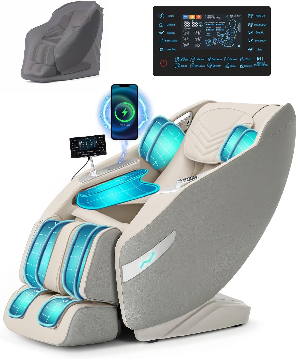 3D Full Body Massage Chair, Zero Gravity with Heat, 12 Auto-Modes, Shiatsu Foot & 55“ SL-Track, 28 Airbags, Footcare Massage