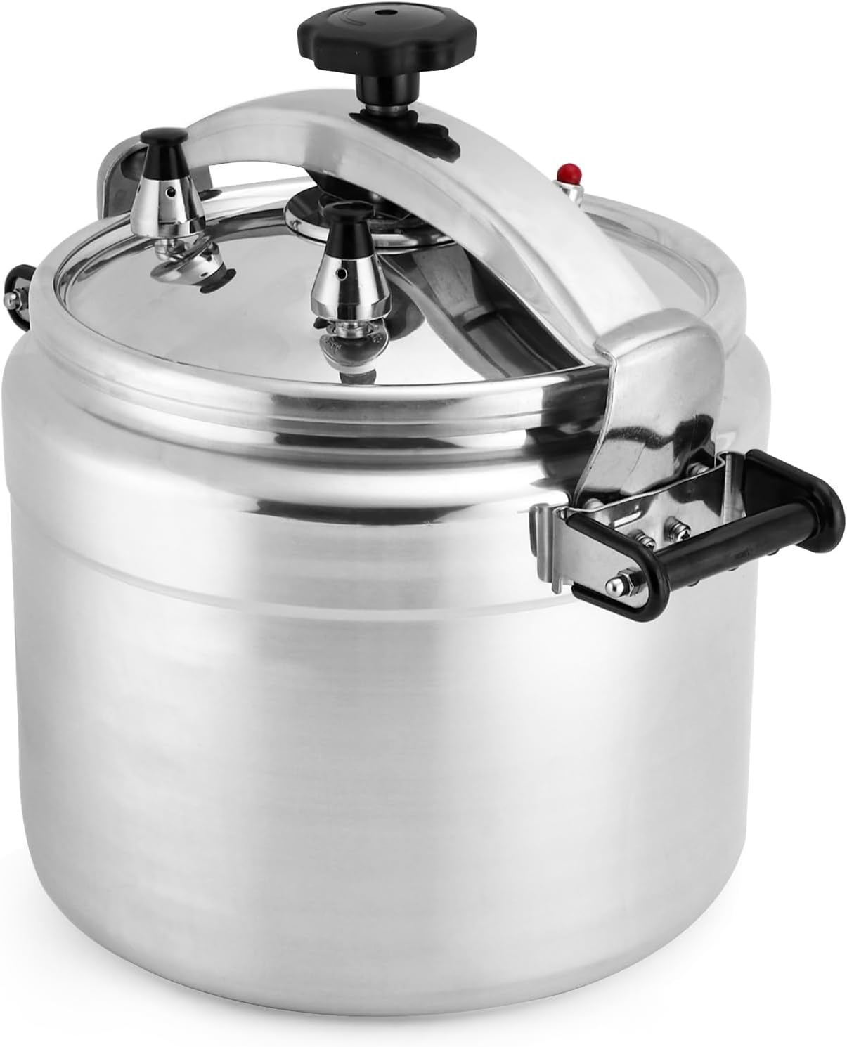 Clamp On Pressure Cooker, 26 Quart Aluminum Pressure Cooker w/Ultra Safe Clamp Bar Locking System, 2 Valves for Stable High Pressure, for Family or Commercial Use