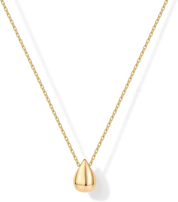 PAVOI 14K Gold Plated Dainty Pear Pendant Necklace for Women | Tear Pendant Necklaces